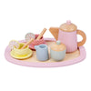 DS BS 12 Pcs Wooden Tea Cup Saucers Spoons Tray Set