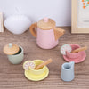 DS BS 12 Pcs Wooden Tea Cup Saucers Spoons Tray Set