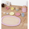 DS BS 12 Pcs Wooden Tea Cup Saucers Spoons Tray Set