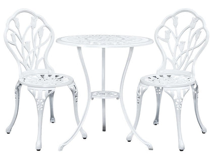 Ornato Bistro Set Cast Alum. White