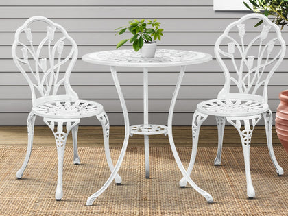 Ornato Bistro Set Cast Alum. White