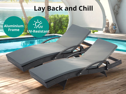 Sun Lounger with Armrest X2