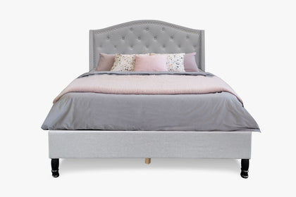 Lizina Double Bed Frame - Light Grey