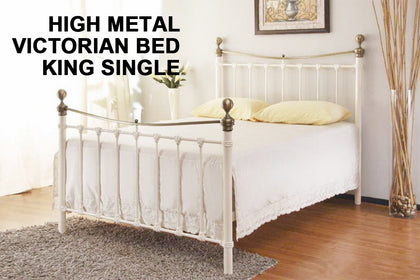 High Metal Victorian King Single Bed Frame