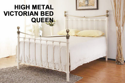 High Metal Victorian Queen Bed Frame