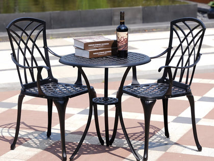 Armchair Bistro Set Black Alu