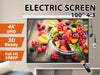 Projector Screen 100'' Wireless Remote Electric Hd