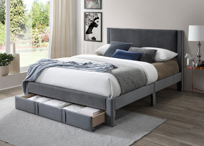 DS Rae King Bed Frame With Drawer - Charcoal