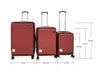 3-piece Front Open Luggage Set - Wine Red