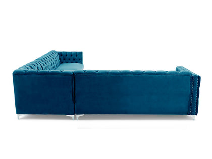 T Maxim Blue Velvet 2+2 Corner Sofa Blue