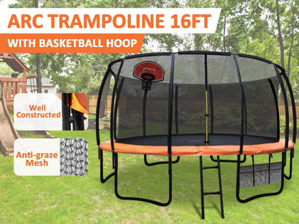 Arc Trampoline 16Ft With Basketball Hoop