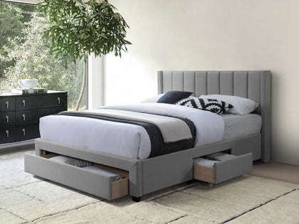 Coronado Double Bed With Drawers - Light Grey