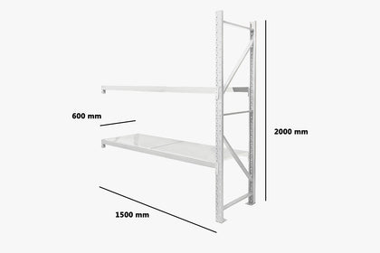 Longspan Shelving 1.5M - Add-on Bay 2 Layer Grey White