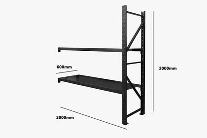 Longspan Shelving 2M - Add-on Bay 2 Layer Black