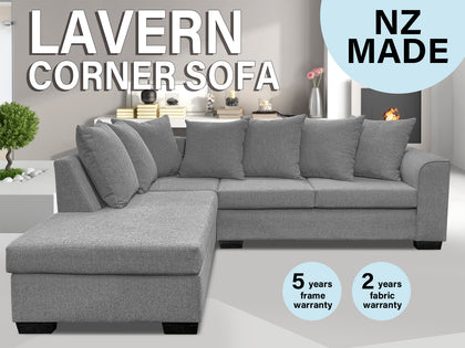 DS NZ made Lavern corner sofa Vish Grey