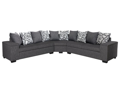 DS NZ made Ella corner sofa kido black with pattern cushions (Michigan)