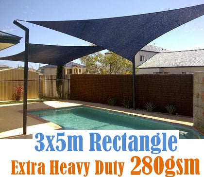 280Gsm Hdpe Shade Sail 3X5M Black rectangle