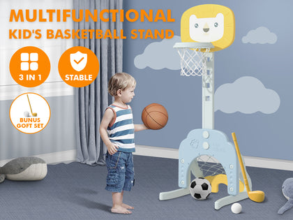 Baby Lion Basketball Stand Blue Yellow