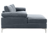 DS New Ronni Sectional Sofa with Left Chaise Velvet Dark Grey