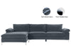 DS New Ronni Sectional Sofa with Left Chaise Velvet Dark Grey