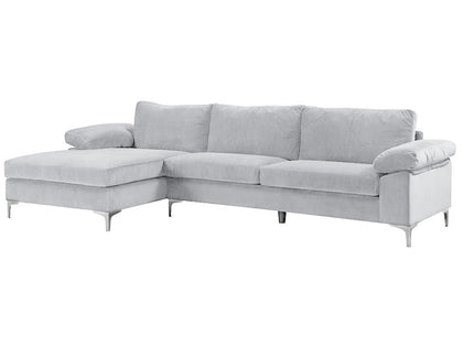 DS New Ronni Sectional Sofa with Left Chaise Velvet Grey