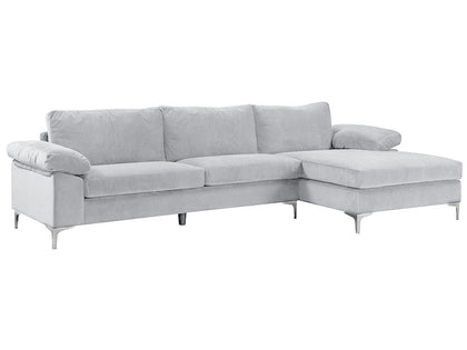 DS New Ronni Sectional Sofa with Right Chaise Velvet Grey