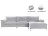 DS New Ronni Sectional Sofa with Right Chaise Velvet Grey