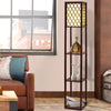 DS NA Floor Lamp LED Storage Shelf Standing Vintage Wood Light Reading Bedroom