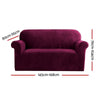 DS NA Artiss Velvet Sofa Cover Plush Couch Cover Lounge  2 Seater Ruby Red