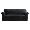 DS NA Artiss Velvet Sofa Cover Plush Couch Cover Lounge Slipcover 3 Seater Black