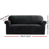 DS NA Artiss Velvet Sofa Cover Plush Couch Cover Lounge Slipcover 3 Seater Black