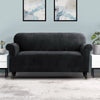 DS NA Artiss Velvet Sofa Cover Plush Couch Cover Lounge Slipcover 3 Seater Black