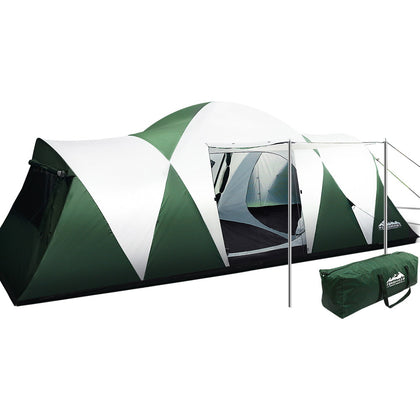 DS NA Weisshorn Family Camping Tent 12 Person Hiking Beach Tents (3 Rooms) Green